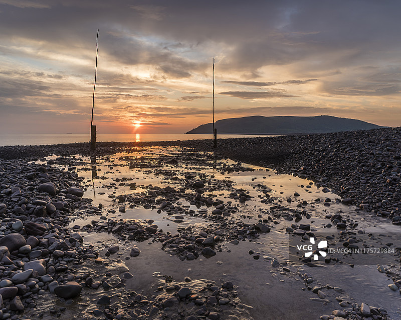 日出时分的波洛克堰，英格兰萨默塞特郡波洛克图片素材