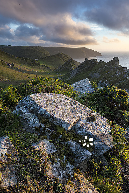 英格兰德文郡埃克斯穆尔岩石谷图片素材