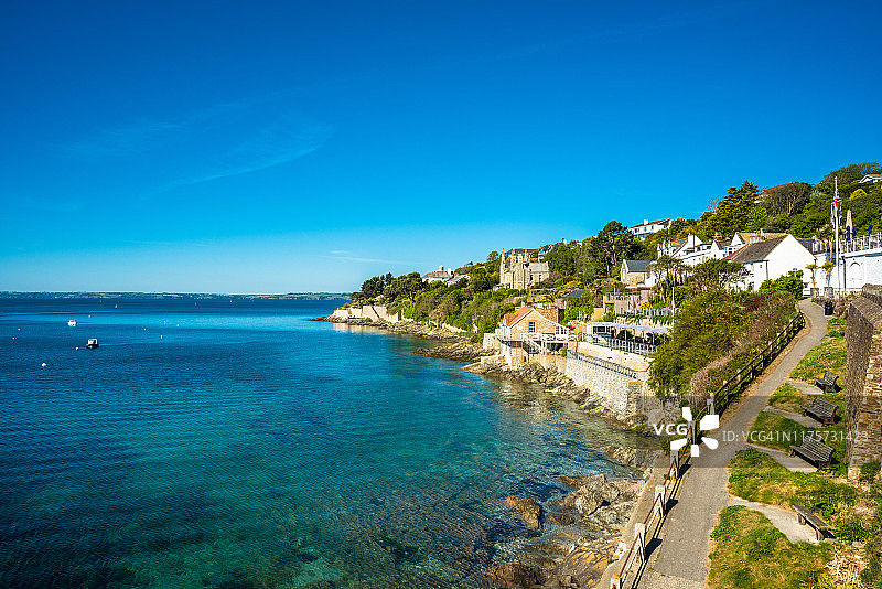 英国康沃尔圣莫斯风景村的海滨图片素材