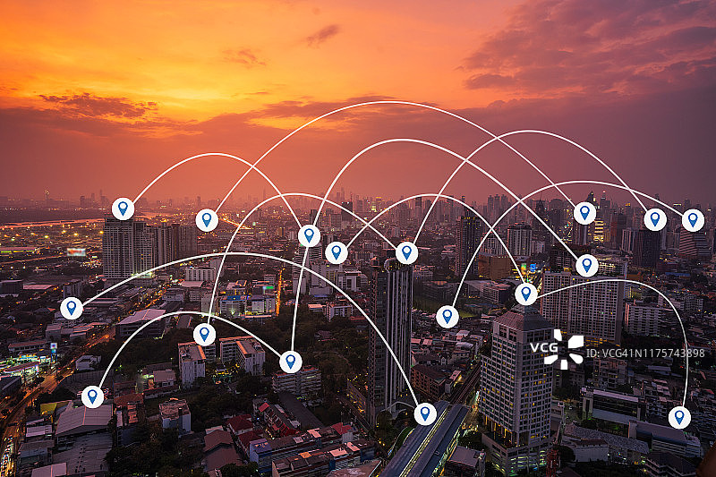 连接商业场所的智慧全球城市图片素材