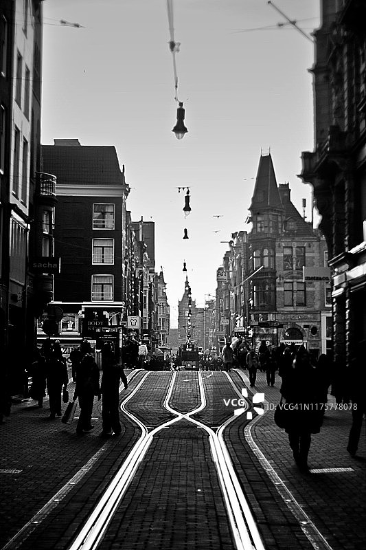 莱兹大街上的电车轨道图片素材