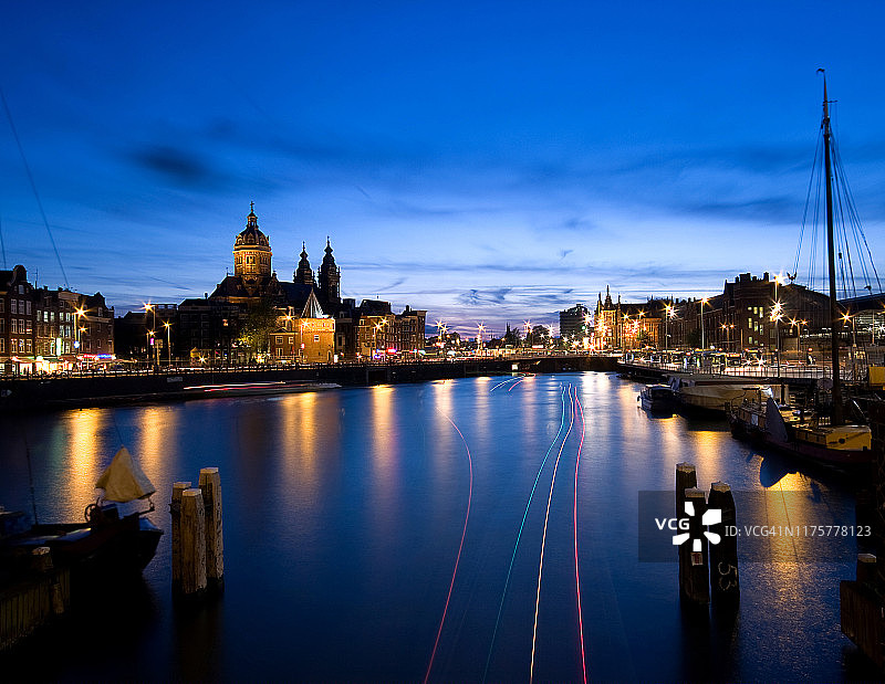 阿姆斯特丹运河日落图片素材