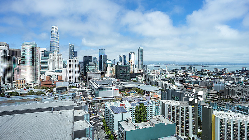 从市场南部拍摄的旧金山天际线高角度景观图片素材