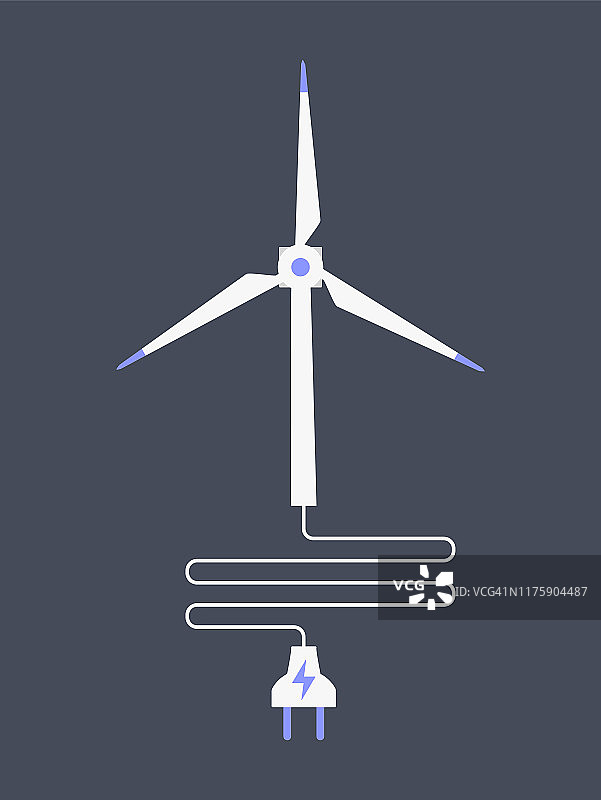 风力涡轮机扁平设计环境图标图片素材