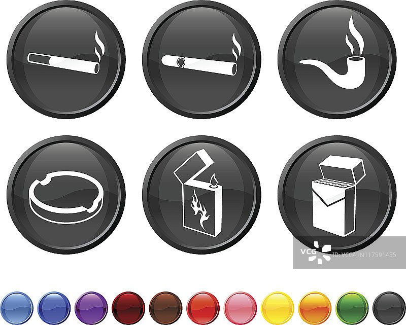 香烟和吸烟免版税矢量图标集图片素材