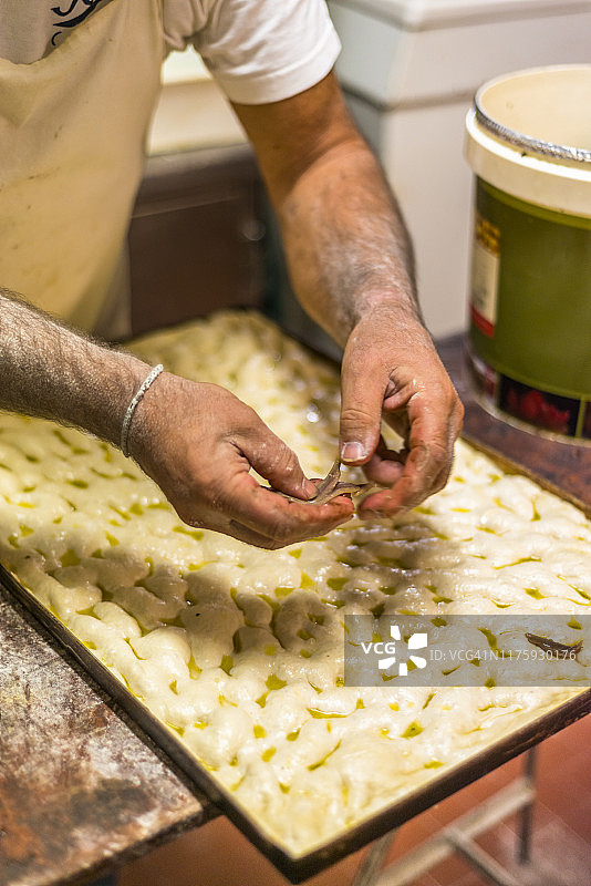 利古里亚佛卡夏的制备图片素材