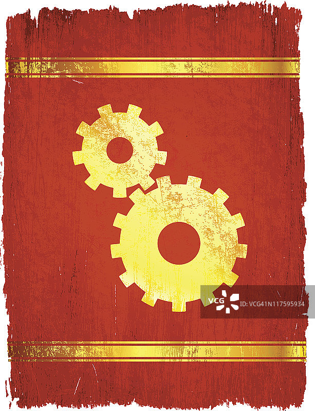 免版税矢量背景上的金色齿轮图片素材