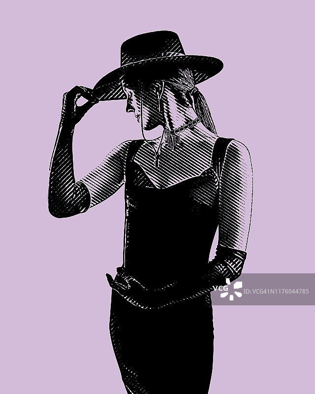 穿着复古时装的迷人女性图片素材