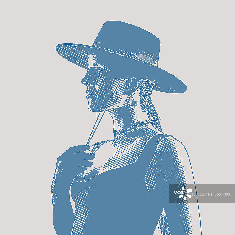 穿着复古时装的迷人女性图片素材