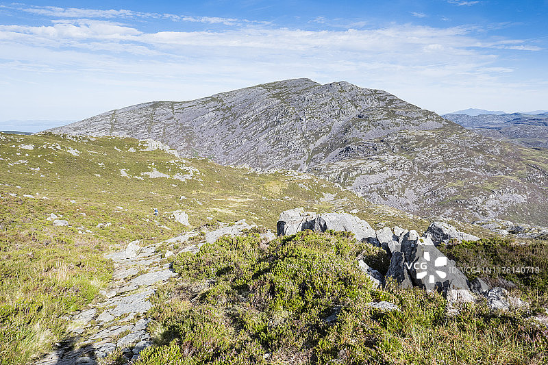Rhinog Fach山顶风光： Cambrian Way，Y Lethr山峰至Cwm Bychan图片素材