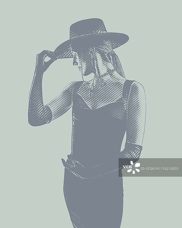 穿着复古时装的迷人女性图片素材