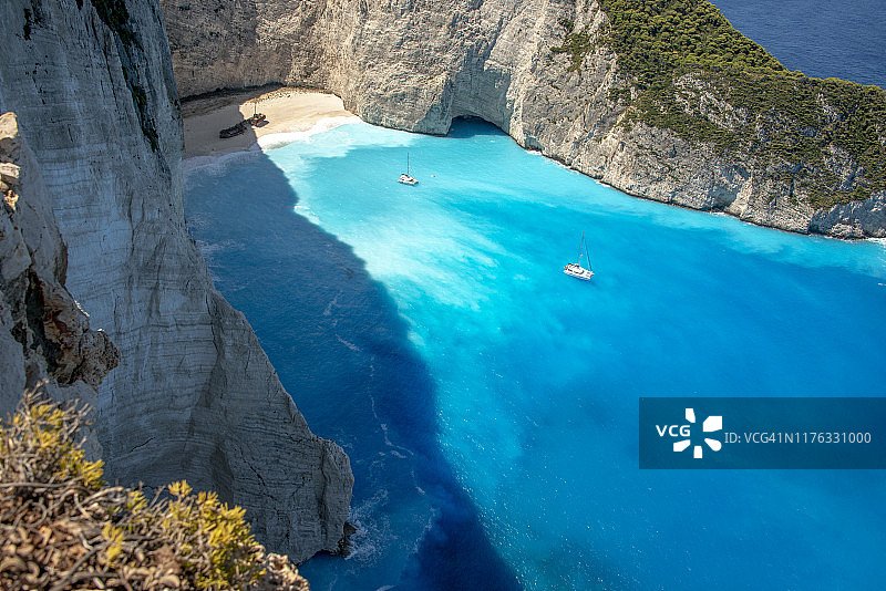 希腊扎金索斯沉船滩鸟瞰图图片素材