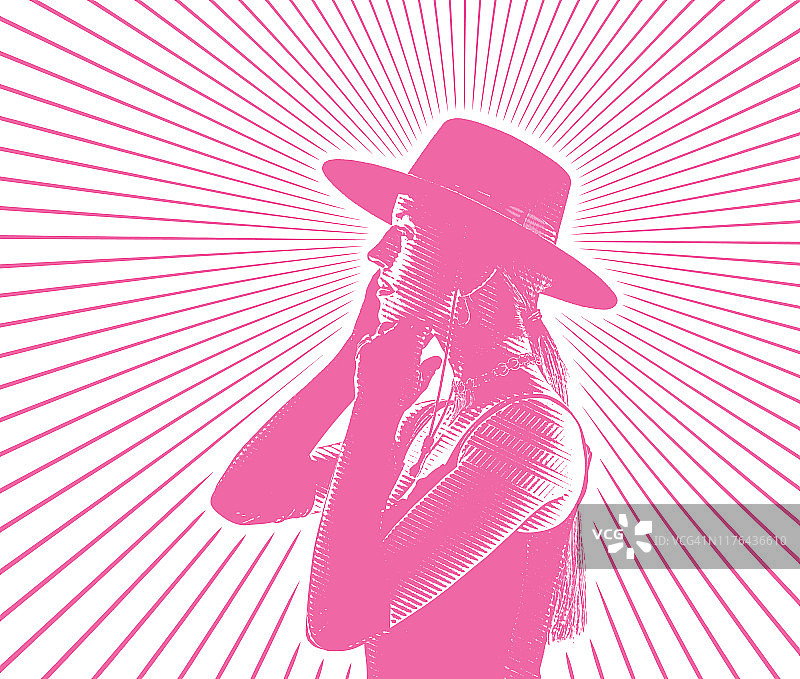 穿着复古时尚的女性与阳光背景图片素材