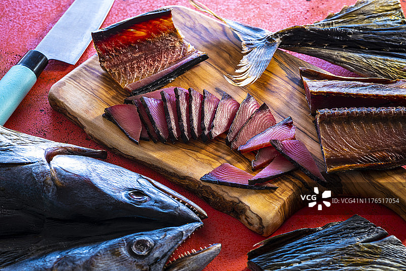 地中海鲣鱼干片图片素材