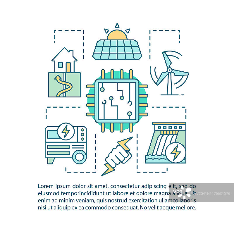生态能源概念线性插图图片素材
