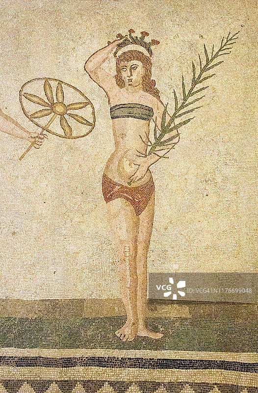 比基尼马赛克 - 卡萨莱罗马别墅图片素材