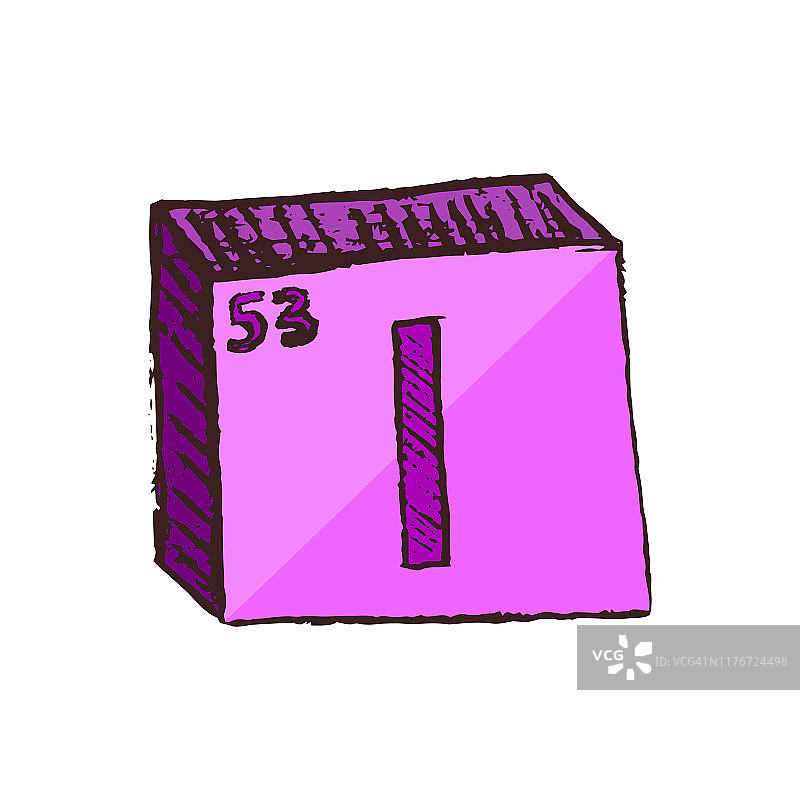 矢量手绘化学元素碘符号图片素材