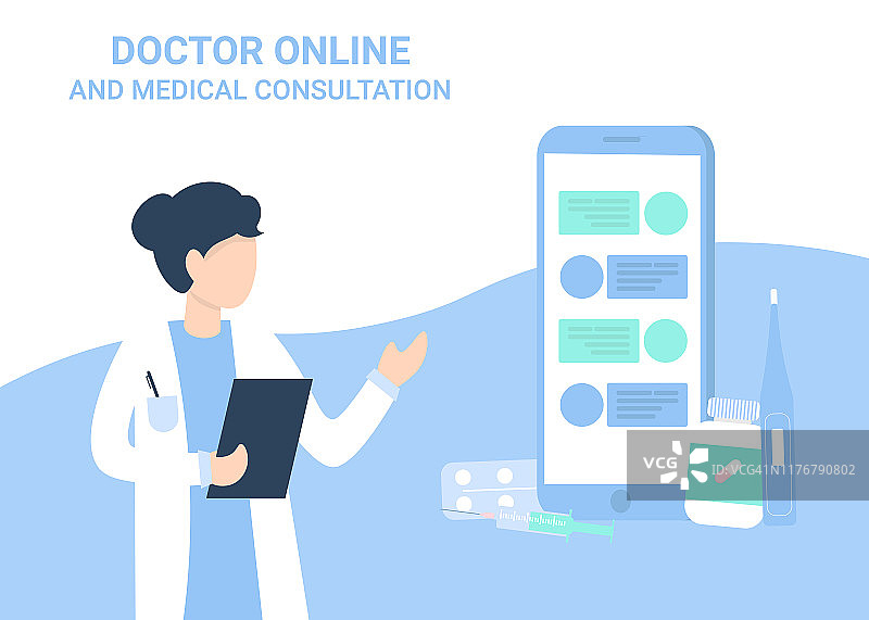 女医生和手机医疗咨询图片素材