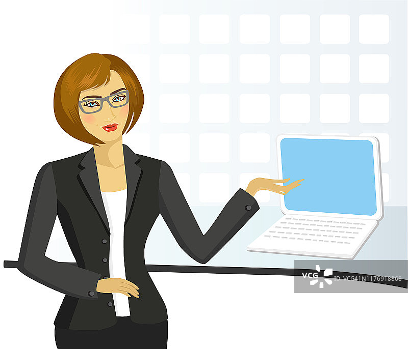 企业女性进行商务演示图片素材