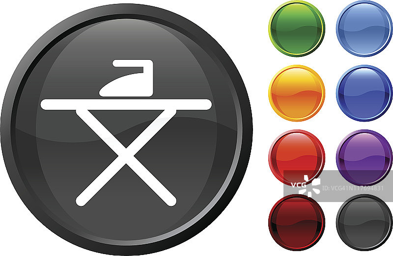 圆形按钮上的光面熨衣板图标图片素材