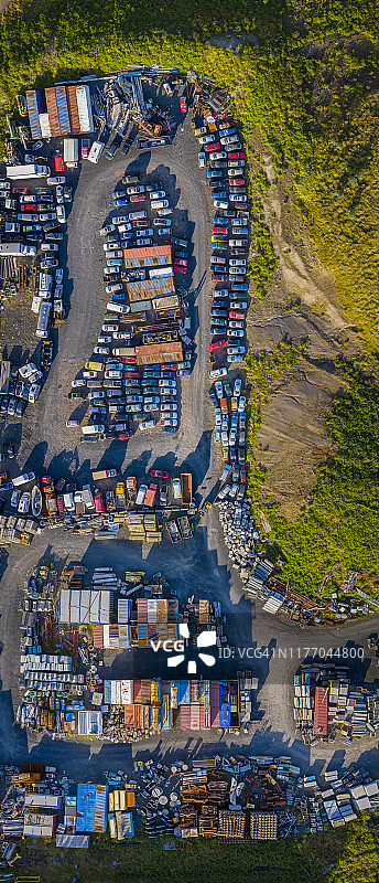 金属垃圾场鸟瞰图图片素材