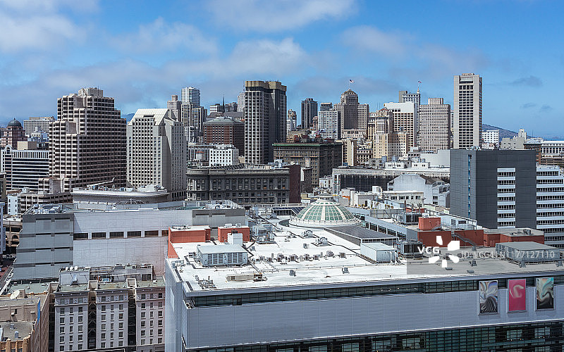 从市场南部拍摄的旧金山天际线高角度景观图片素材