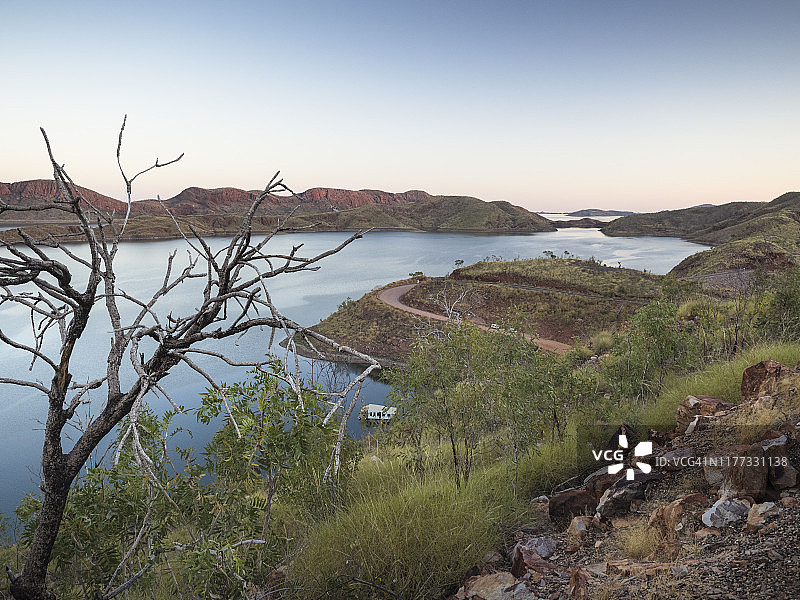 西澳大利亚东金伯利阿盖尔湖的日落图片素材