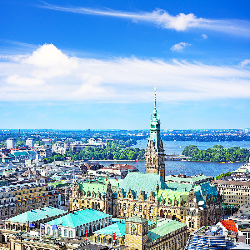 汉堡市政厅航拍图片素材