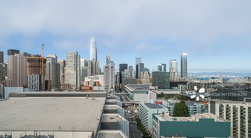 从市场南部拍摄的旧金山天际线高角度景观图片素材