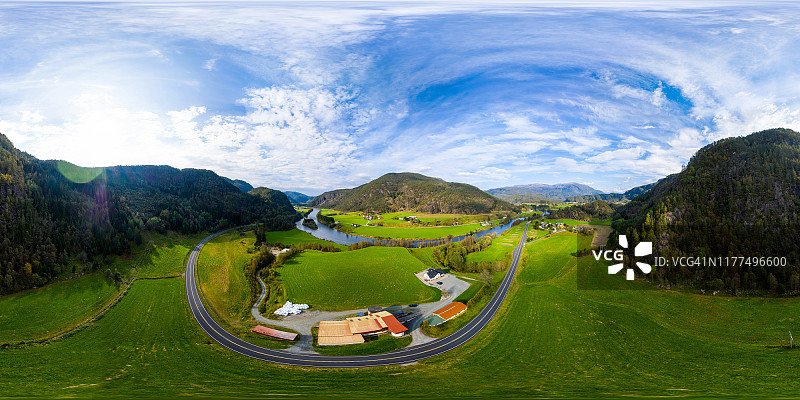 挪威罗加兰郡苏尔达尔360度航拍景观图片素材