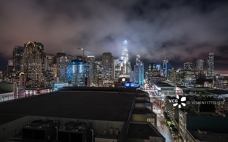 从市场南部拍摄的旧金山天际线高角度景观图片素材