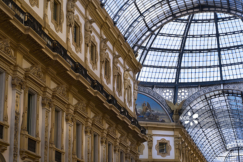 意大利米兰的埃马努埃莱二世长廊图片素材