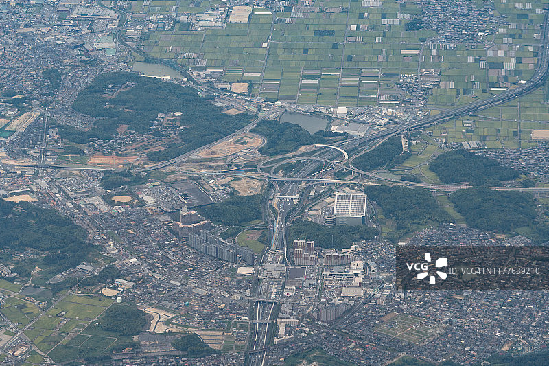日本京都府城市高速公路枢纽航拍图片素材