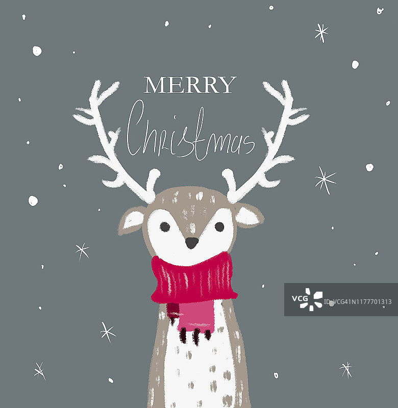 驯鹿插画圣诞贺卡图片素材