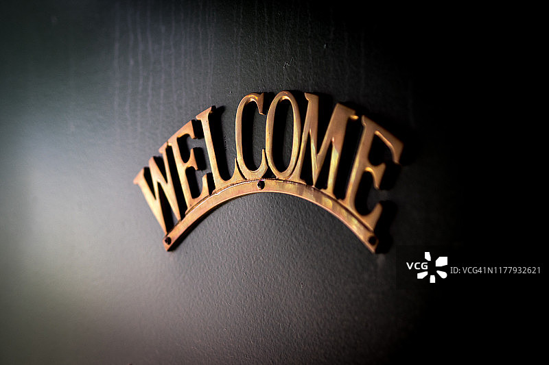 门上的欢迎标牌图片素材