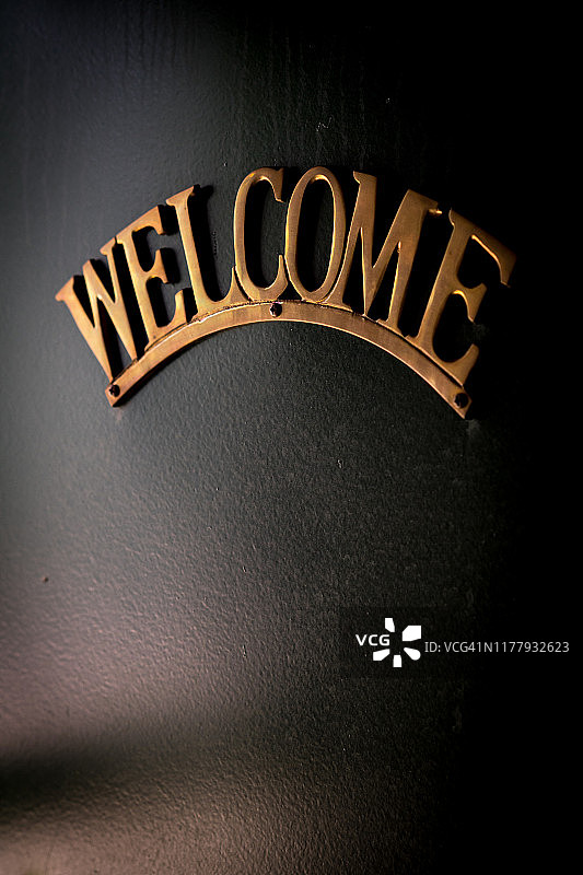 门上的欢迎标牌图片素材