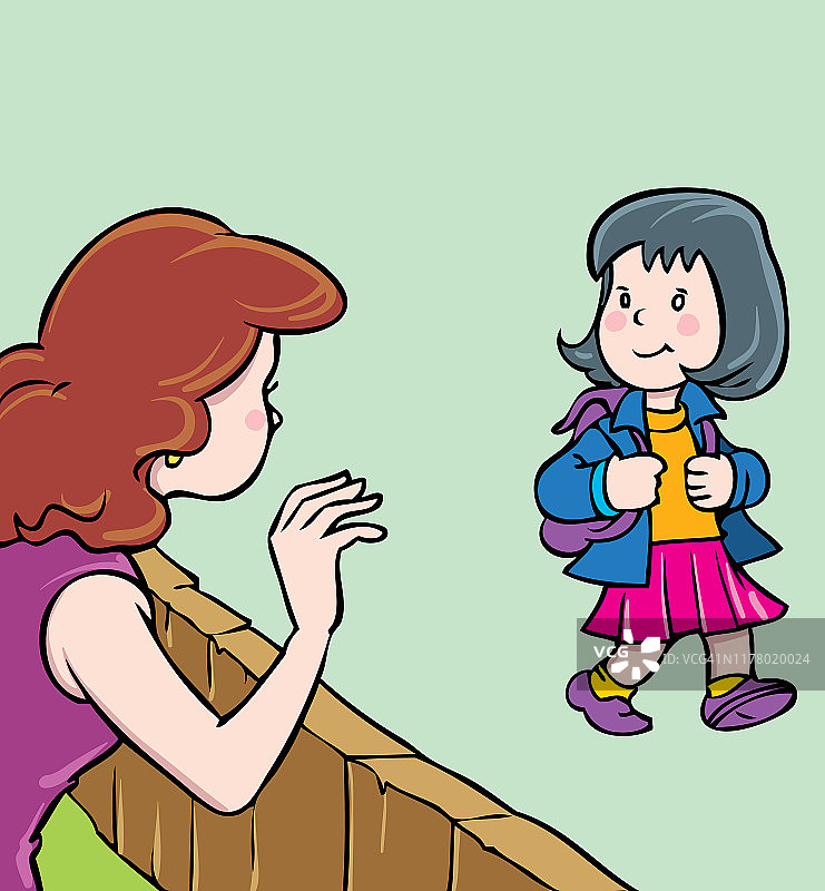 母亲送孩子上学图片素材