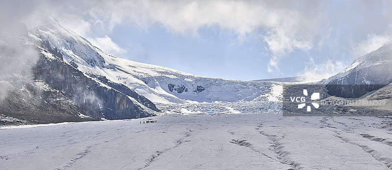 加拿大阿尔伯塔省贾斯珀国家公园冰原公路的阿萨巴斯卡冰川图片素材