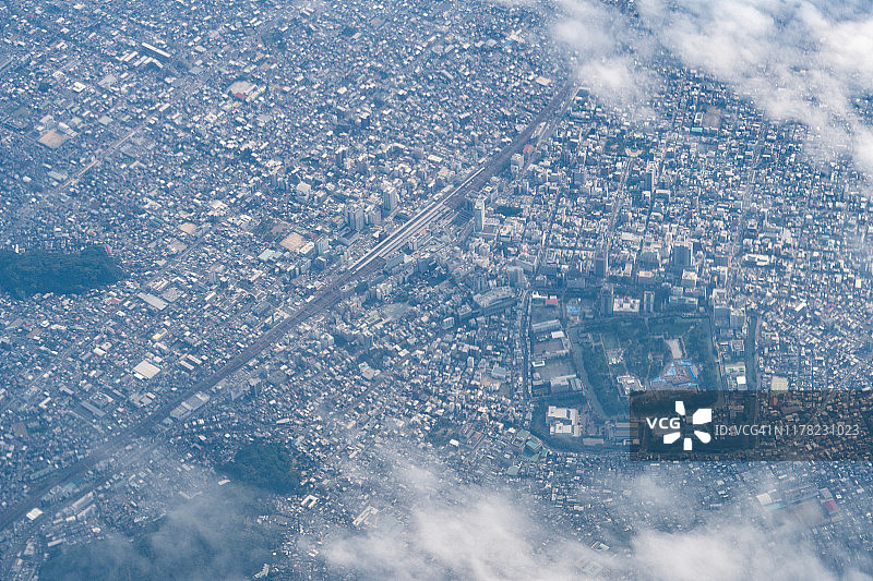 日本静冈县静冈市中心日间航拍景观图片素材