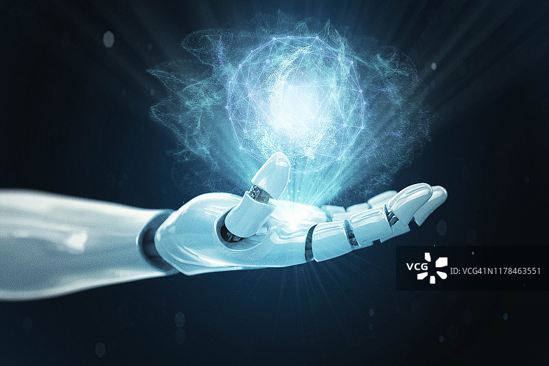 展示低多边形3D模型的机器人手臂图片素材