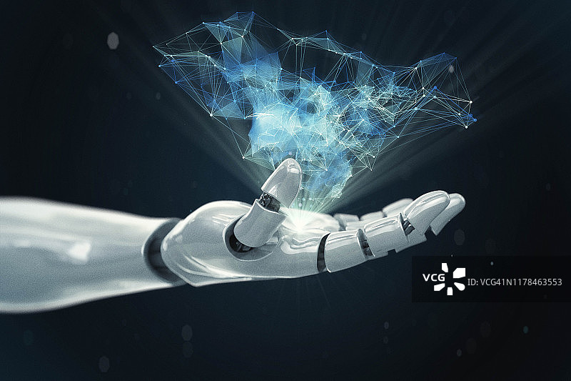 机器人手臂显示网络连接图片素材