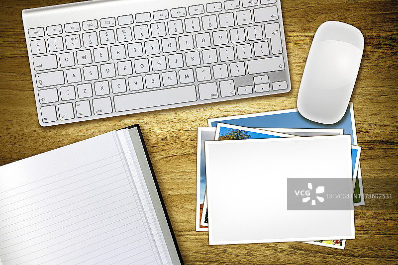 电脑键盘和打印的照片图片素材