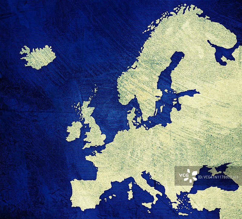 欧洲地图彩绘图片素材