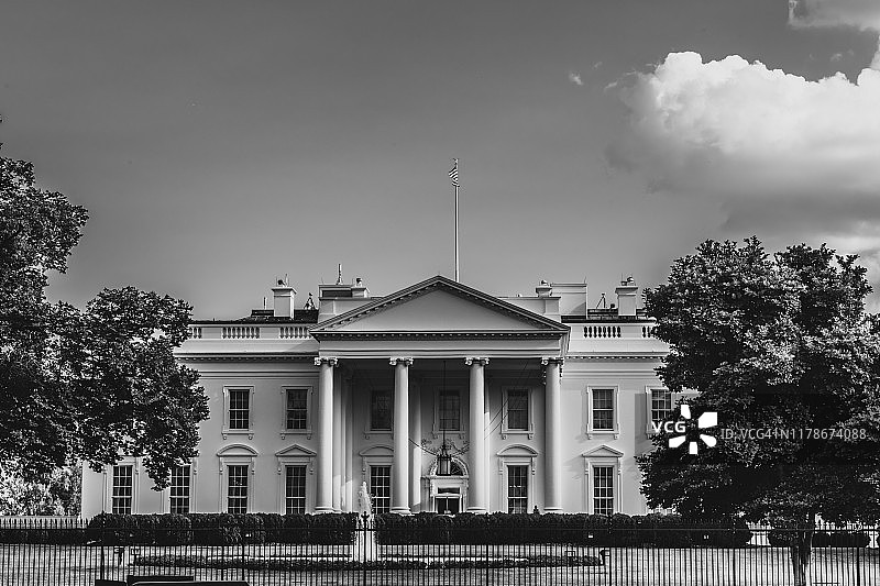 华盛顿特区白宫黑白照片图片素材