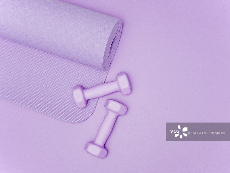 瑜伽垫和哑铃图片素材