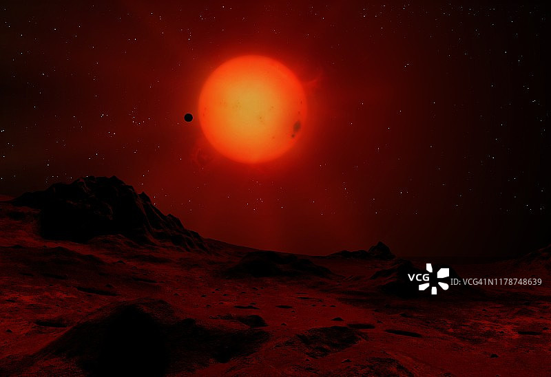 从行星上看到的红矮星插图图片素材