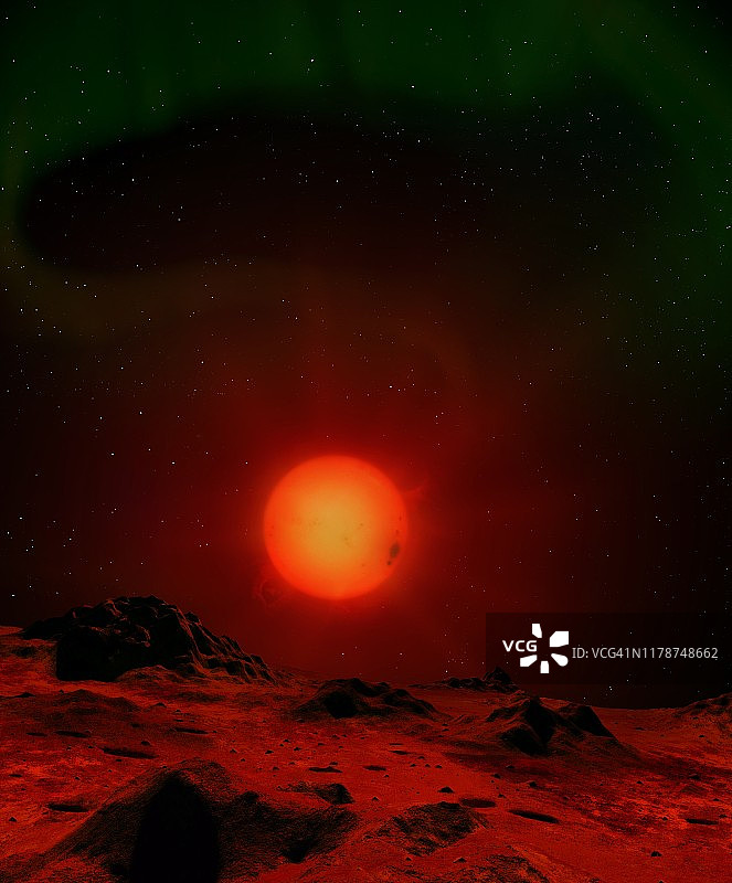 从行星上看到的红矮星插图图片素材