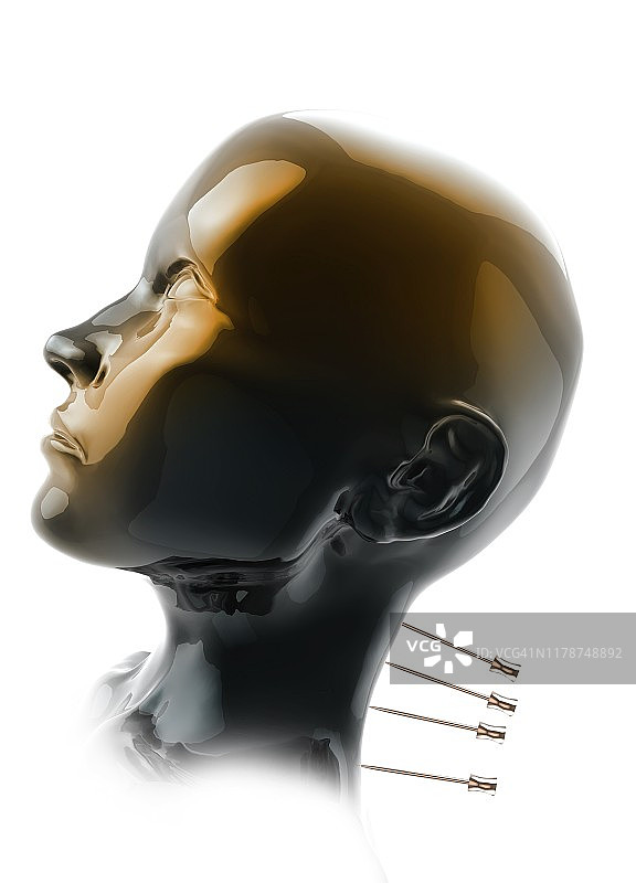 人体颈部针灸，插图图片素材