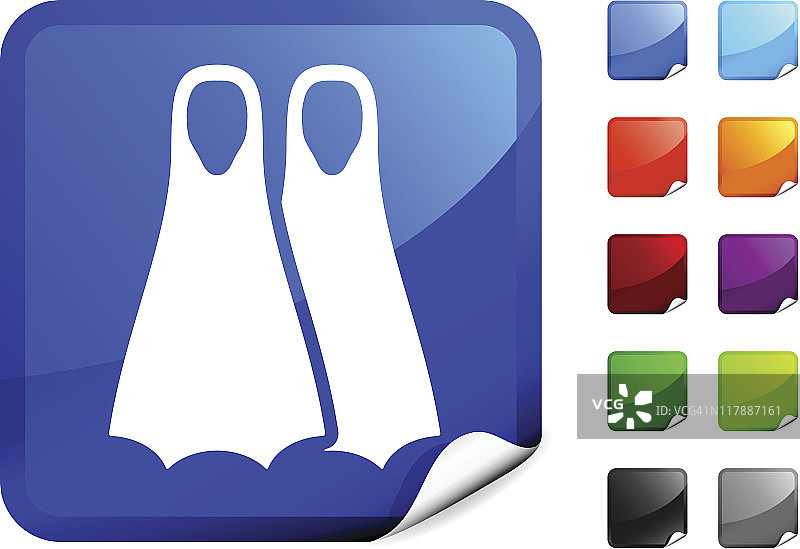 贴纸上的游泳脚蹼图片素材