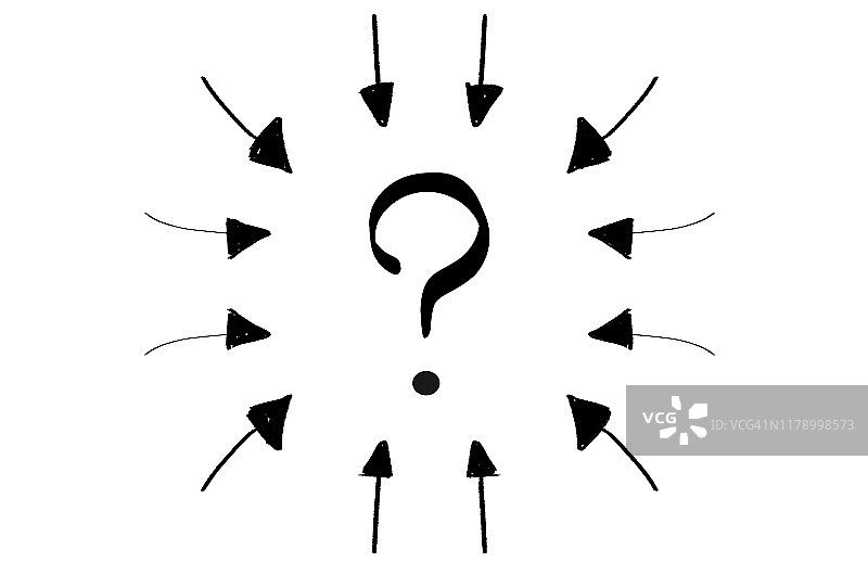 指向圆圈内的箭头（带问号）图片素材